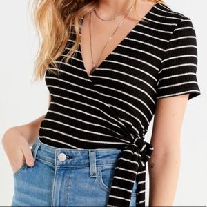 Urban Outfitters Striped Wrap Crop Top